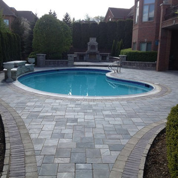 Gunite Pool w/ Outdoor Fireplace - Rochester Hill, MI