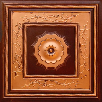 24"x24" Faux Tin Ceiling Tiles, Glue-up or Drop-in, Set of 6, Antique Copper