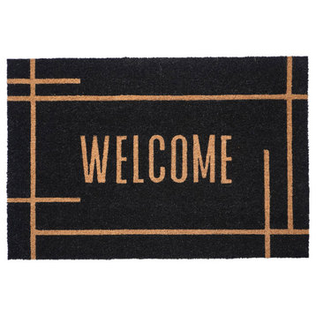 Calloway Mills Modern Black Welcome Doormat, 24" X 36"
