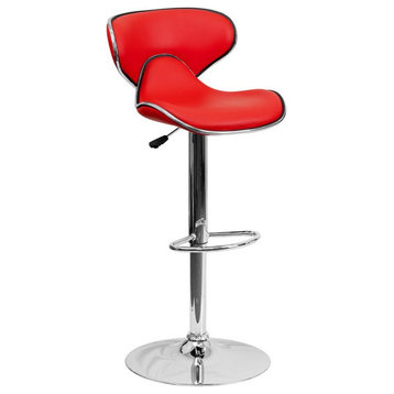 Flash Furniture 24" to 33" Mid Back Cozy Adjustable Bar Stool in Red