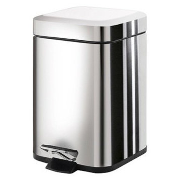 Square Polished Chrome Waste Bin With Pedal