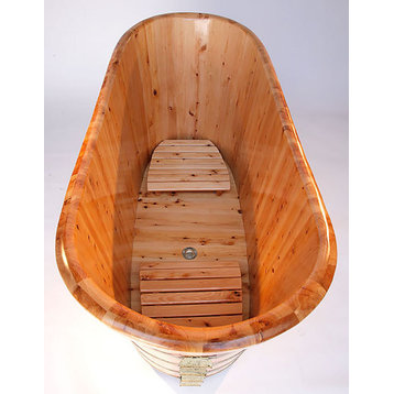 ALFI brand AB1105 63" Cedar Soaking Bathtub for Freestanding - Natural Wood