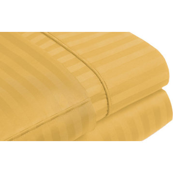 Sateen Stripe Soft 100% Microfiber Sheet Set, Gold, Twin