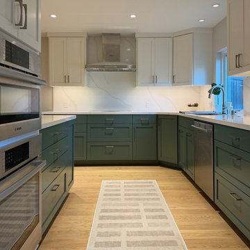 Expanded Green and White Kitchen
