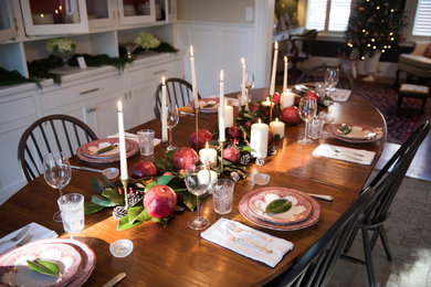 Inspiration for a mid-sized transitional dark wood floor great room remodel in Boston with beige walls