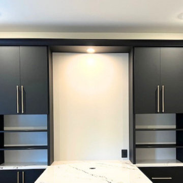 Custom Dual Office with Waterfall Island & Integrated Storage