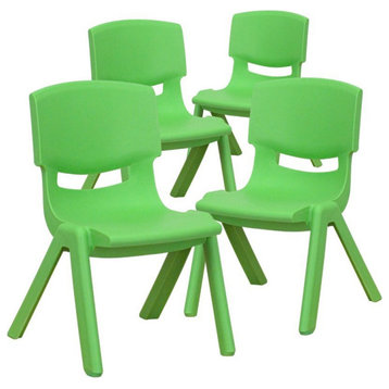 Flash Furniture 10.5" Plastic Stackable Preschool Chair in Green (Set of 4)