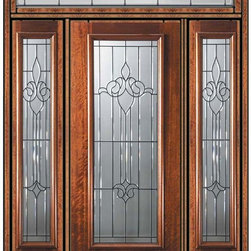 Prehung Sidelites-Transom Door 96 Wood Mahogany Arlington 3/4 Lite - Front Doors