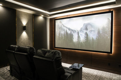 Example of a minimalist home theater design in Salt Lake City
