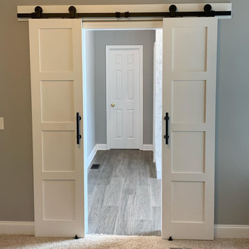 White Double Barn Doors with Black Hardware