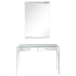 MY-FURNITURE White Bevelled Glass Triple Folding Mirror COLLETA