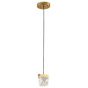 Brass Iron LED Single Pendant Lighting With A Clear Crystal Accent
