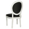 Holloway French Brasserie Oval Side Chairs, Set of 2, Black Leather, Cream