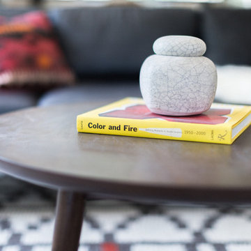 Porcelain Jar in Colorful Red and Yellow Space