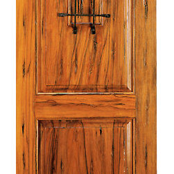 RA-465 Speakeasy Round Top Raised 2-Panel Rustic Hardwood Entry Single Door - Front Doors