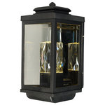 Maxim Lighting - Maxim Lighting 53524CLGBK Mandeville - 16" 13W 2 LED Outdoor Wall Lantern - This stately design features a solid Beveled Crystal beacon which is illuminated from below creating a prestigious warm welcome. Encased in a classical traditional frame, fininshed in your choice of Galaxy Black or Galaxy Bronze, is a down light which creates a beautiful lighting effect.Shade Included: TRUEColor Temperature: 3000Lumens: 910CRI: 80+* Number of Bulbs: 1*Wattage: 4.5W* BulbType: LED* Bulb Included: Yes
