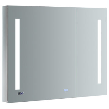 Tiempo Bathroom Medicine Cabinet With LED Lighting and Defogger, 36"x30"