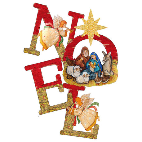 Noel Nativity Wooden Door Hanger
