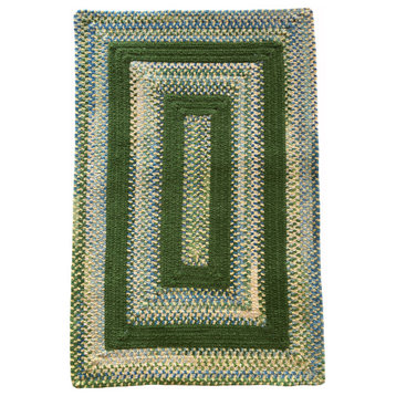 Bailey Concentric Rectangle Braided Area Rug, Grassy Hill, 36"x36"
