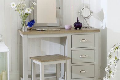 Grey Stone Painted Dressing Table and Stool with Vanity Mirror Set