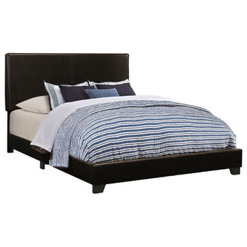 Coaster Dorian Transitional Upholstered Faux Leather Queen Bed in Black