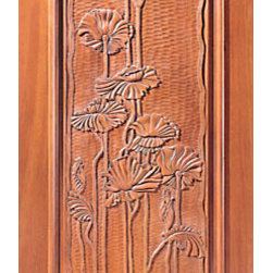 Hand Carved Panel Single Door in Mahogany - Front Doors