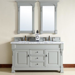 60 inch Urban Grey Finish Double Traditional Bathroom Vanity Optional Top - Bathroom Vanities And Sink Consoles