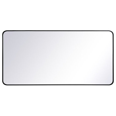 Elegant Decor Evermore 30x60" Soft Corner Metal Rectangular Mirror in Black