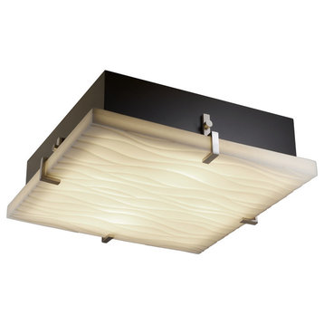 Porcelina Clips 12" Square Flush-Mount With Waves Shade, 13W Fluorescent