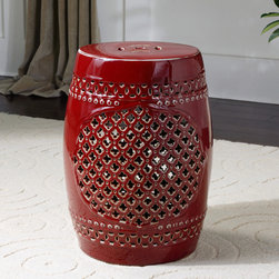 Peizhi Red Ceramic Garden Stool - Accent And Garden Stools