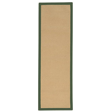 Linon Athena Machine Tufted Wool 2'6"x8' Rug in Sisal and Green