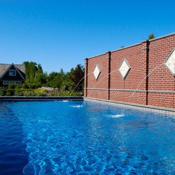 Long Grove, IL Swimming Pool with Raised Wall Water Feature