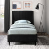 Eva Velvet Upholstered Bed, Black, Twin