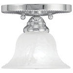 Livex Lighting - Edgemont Ceiling Mount, Chrome - This one light flush mount from the Edgemont collection is a fine and handsome fixture that features white alabaster glass. Edgemont is comprised of traditional iron forms in a polished chrome finish.