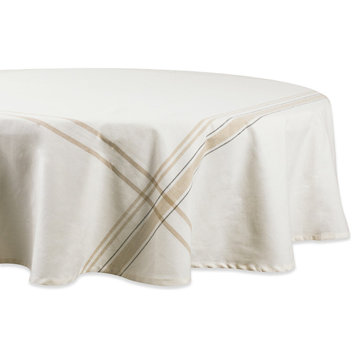 DII White Chambray French Stripe Tablecloth 70" Round