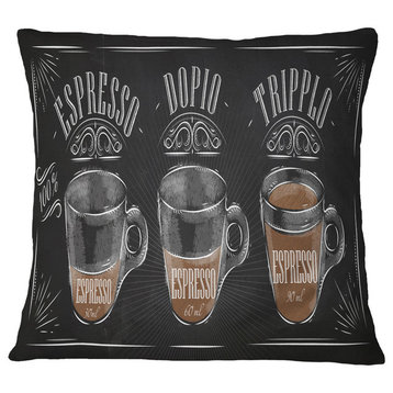 Espresso Kraf Black Throw Pillow, 16"x16"