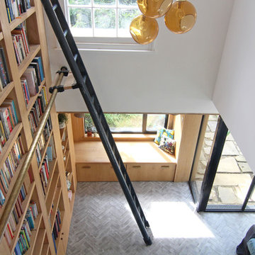 Oak Double Height Library and Window Seat