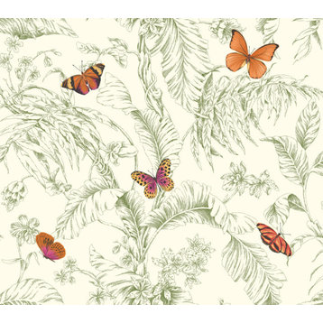 Papillon Green Wallpaper