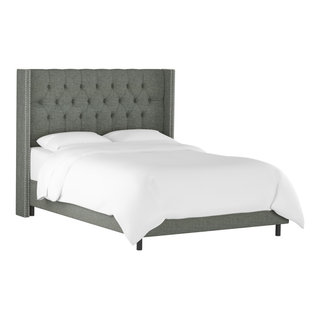 Monarch Tufted Wingback Bed Transitional Platform Beds by