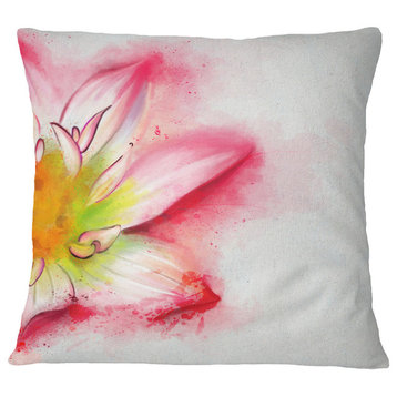 Beautiful Pink Flower Painting Floral Throw Pillow, 18"x18"