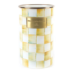 Parchment Check Enamel Utensil Holder | MacKenzie-Childs - Utensil Holders And Racks