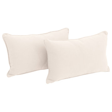 20"X12" Double-Corded Solid Twill Back Support Pillows, Set of 2, Natural