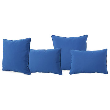 GDF Studio Corona Outdoor Patio Water Resistant Pillows, Blue, 4 Piece Set