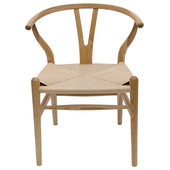 Chaise wishbone en bois avec coussin blanc sur CDC Design