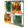 4-Panel Square Metal Wall Decor, Lacquered, Turquoise, Copper and Bronze