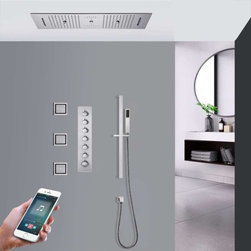 Phone Controlled Led Musical Shower System, Style E - Phone Control Light - Showerheads And Body Sprays