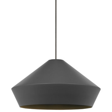 Brummel Pendant in Antique Bronze with Matte Charcoal Gray, Monopoint, 120V