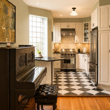 Angled pantry provide additional storage
