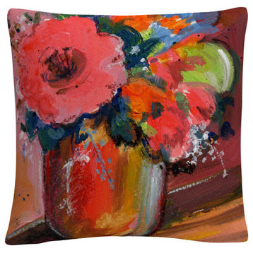 Floral' Bold Still Life Painting By Sheila Golden Decorative Throw Pillow