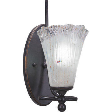 Capri Flared Wall Sconce - Dark Granite, Frosted Crystal, 1